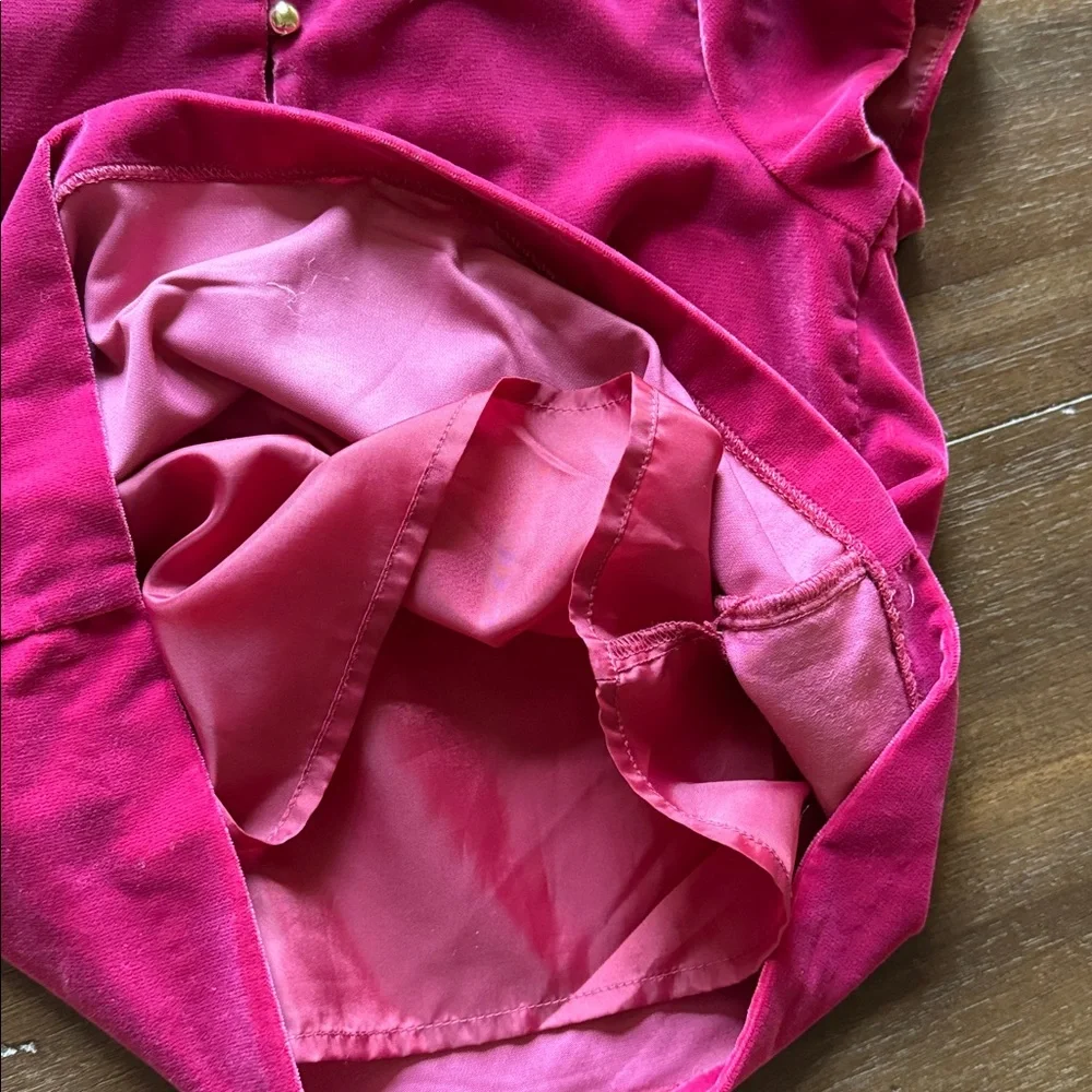 Size 8 Janie and Jack pink velour velvet top with cotton plaid gingham pants set